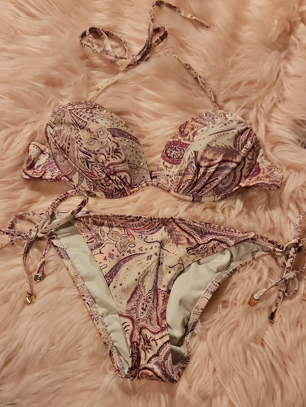 Victoria's Secret 2014 Gold Toggle Paisley Bikini